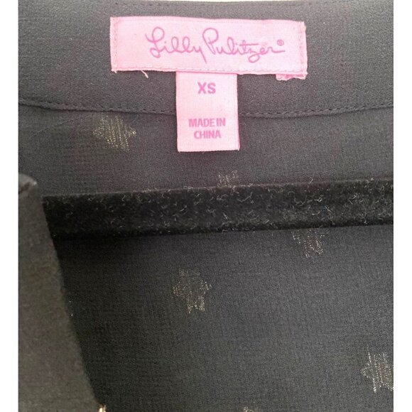 Lilly Pulitzer Silk Top Metallic Stars Amory Starry Clip XS - Picture 5 of 6